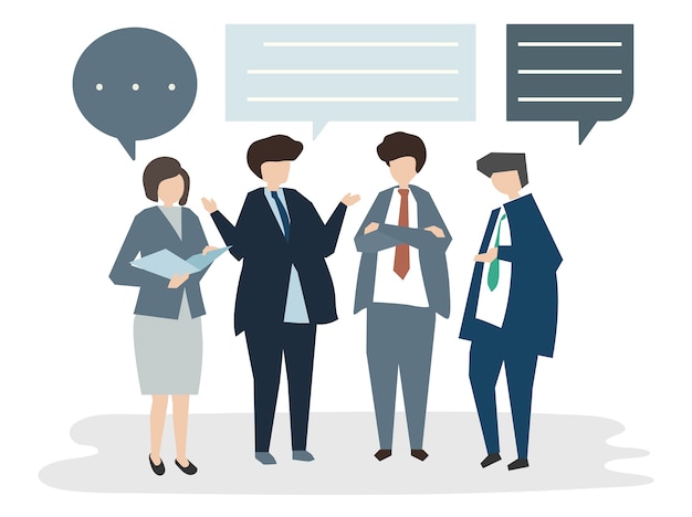 Free vector illustration of people avatar business meeting conceptbrain