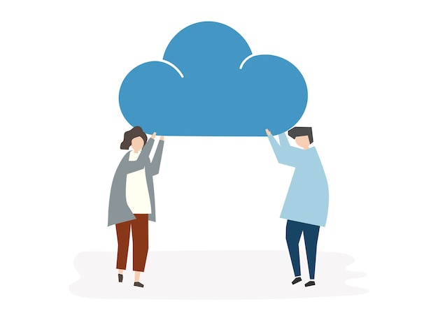 Free vector illustration of people avatar cloud connection concept