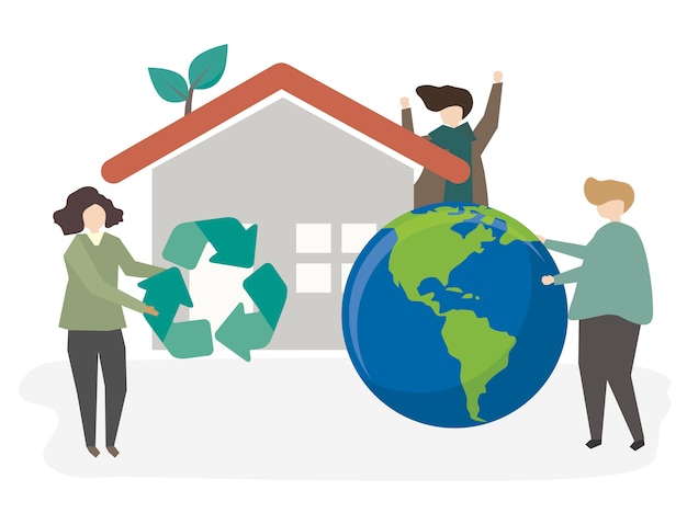 Free vector illustration of people being sustainable