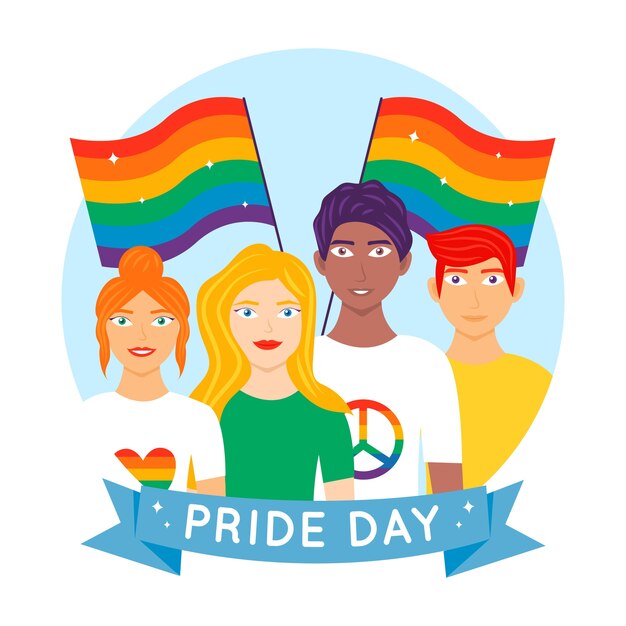 Illustration of people celebrating pride day
