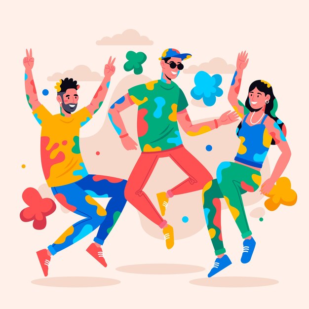 illustration of people celebrating together the holi festival