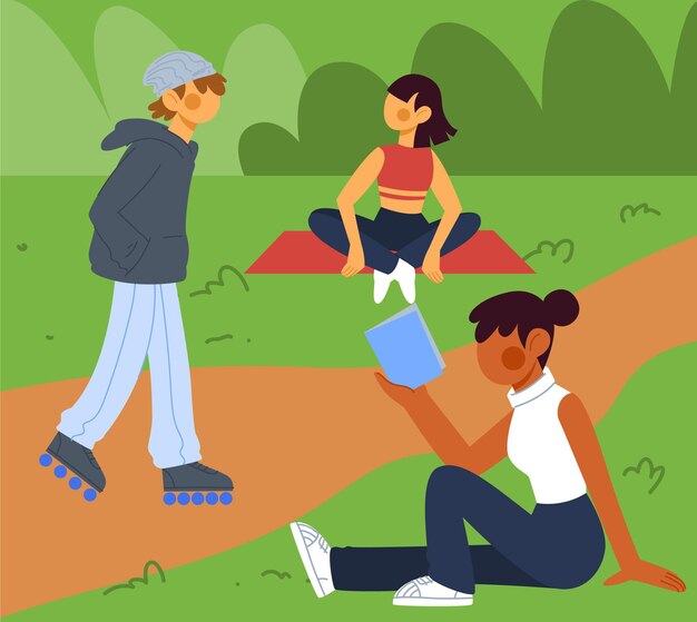 Illustration of people doing outdoor activities