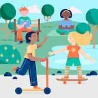 Free vector illustration of people doing outdoor activities