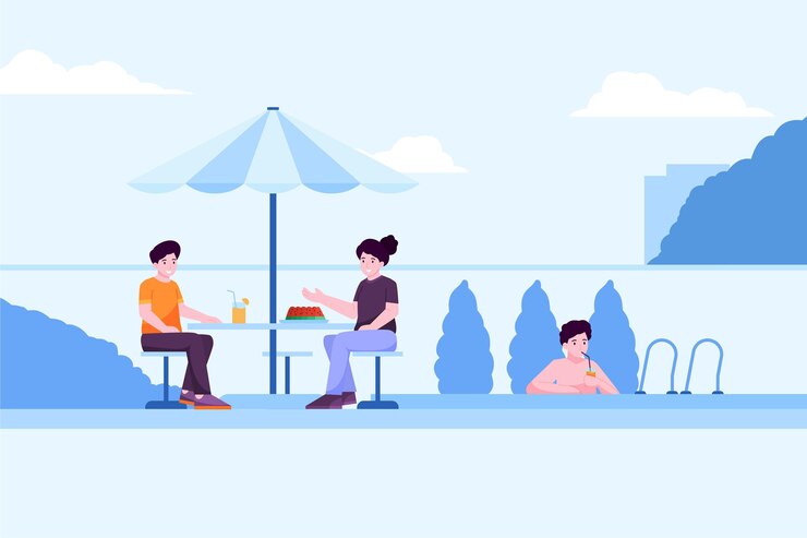 Free Vector illustration of people doing summer outdoor activities