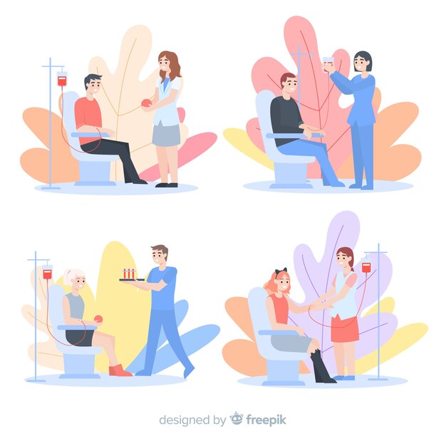 Illustration of people donating blood