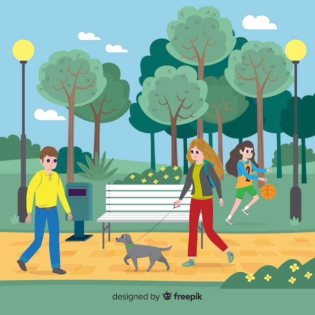 Vettore gratuito illustrazione di persone nel parco