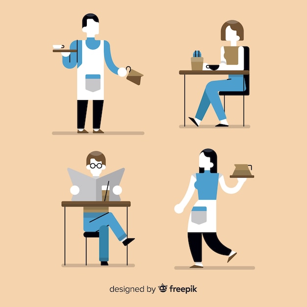 Free vector illustration of people sitting in a cafe