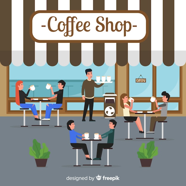 Vettore gratuito illustrazione di persone sedute in un caffè