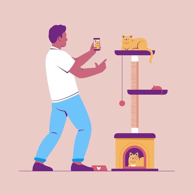 Free vector illustration of people taking photos with smartphone