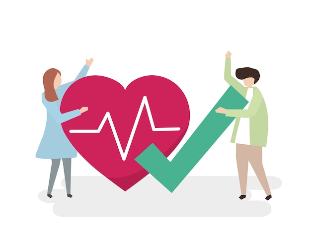 Illustration of people with a healthy heart