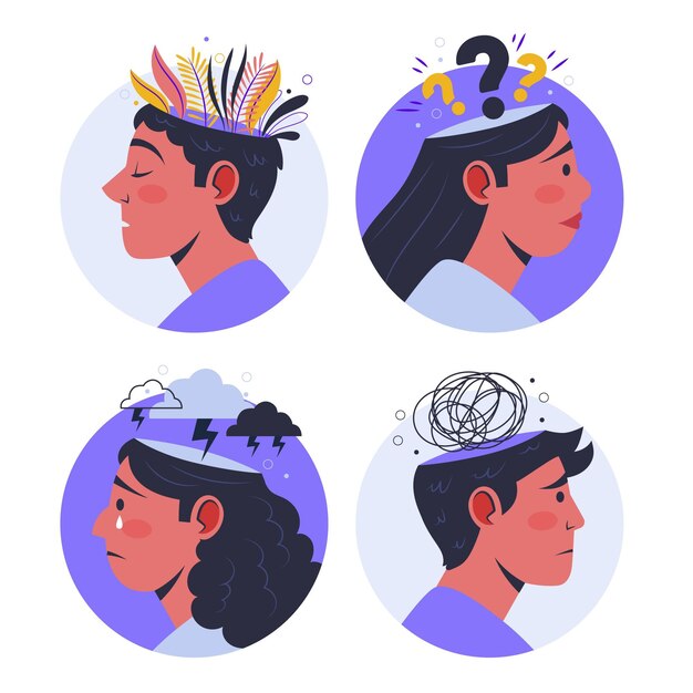 Free vector illustration of people with mental health problems