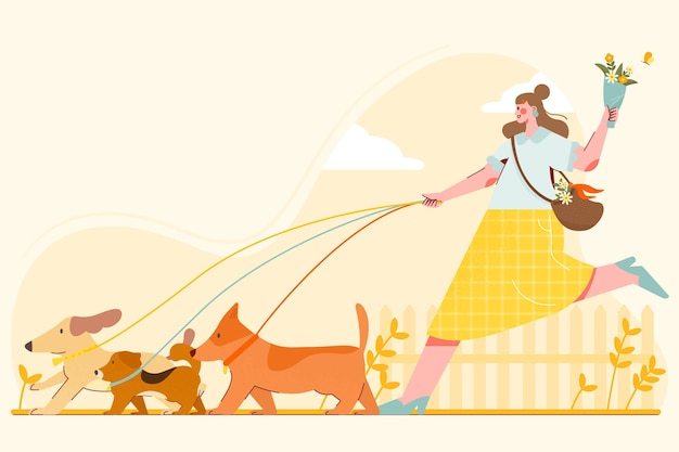 Illustrazione di persone con animali domestici