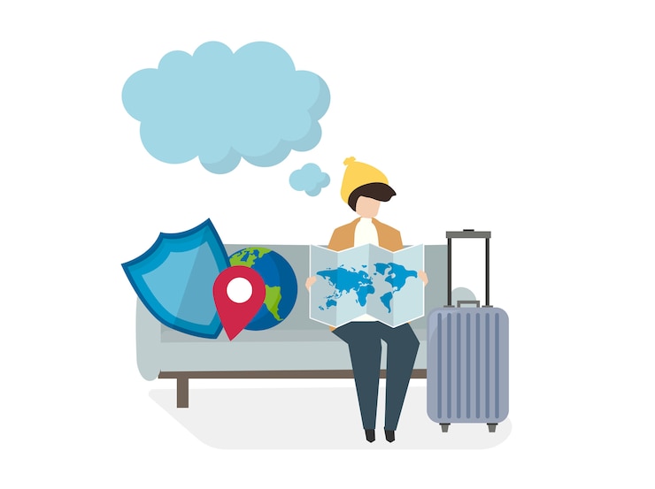 Free Vector illustration of people with travel insurance