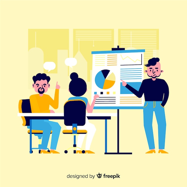 Free vector illustration of people working in office