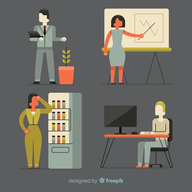 Free vector illustration of people working in office