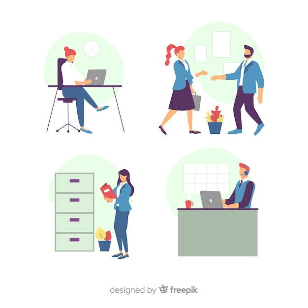 Vettore gratuito illustrazione di persone che lavorano in ufficio