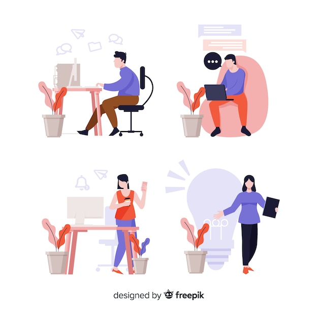 Illustration of people working at the office