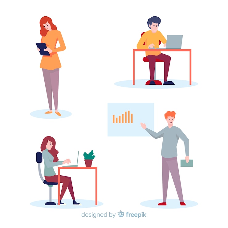 Free Vector illustration of people working at the office