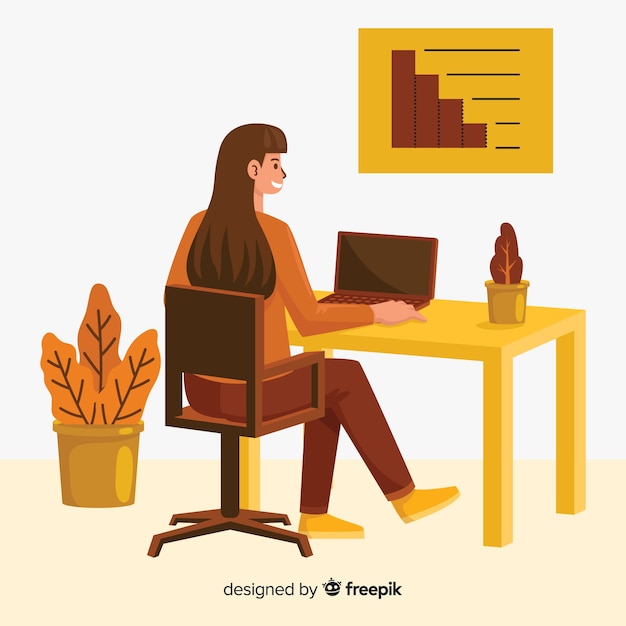 Free vector illustration of people working at the office