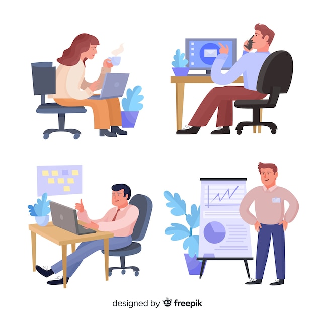 Illustration of people working at the office