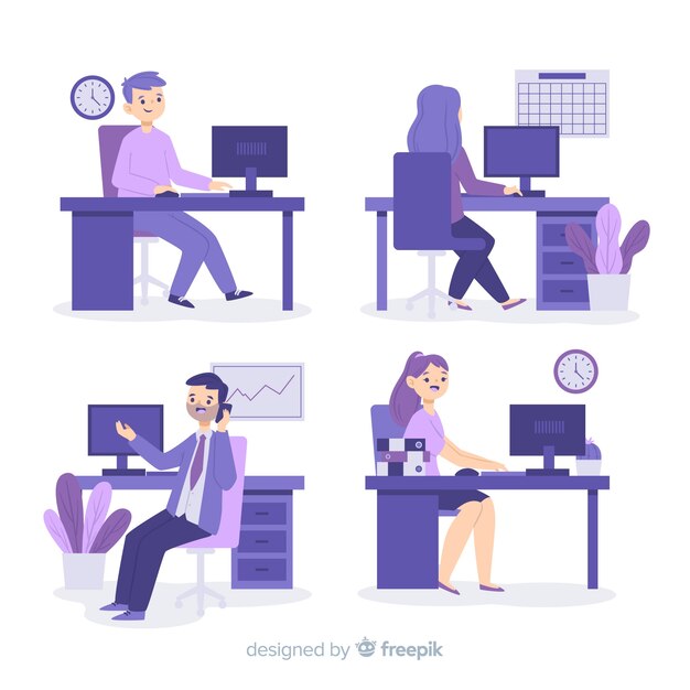 Illustration of people working at the office
