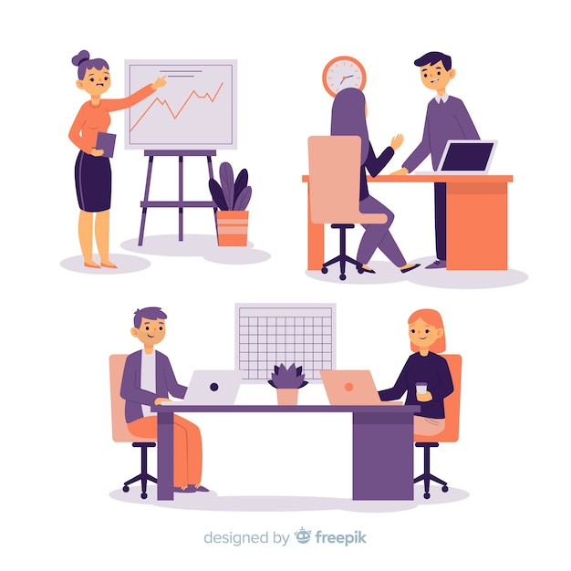 Illustration of people working at the office