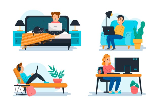 Illustration of people working remotely