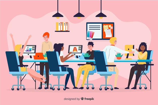 Free vector illustration of people working together