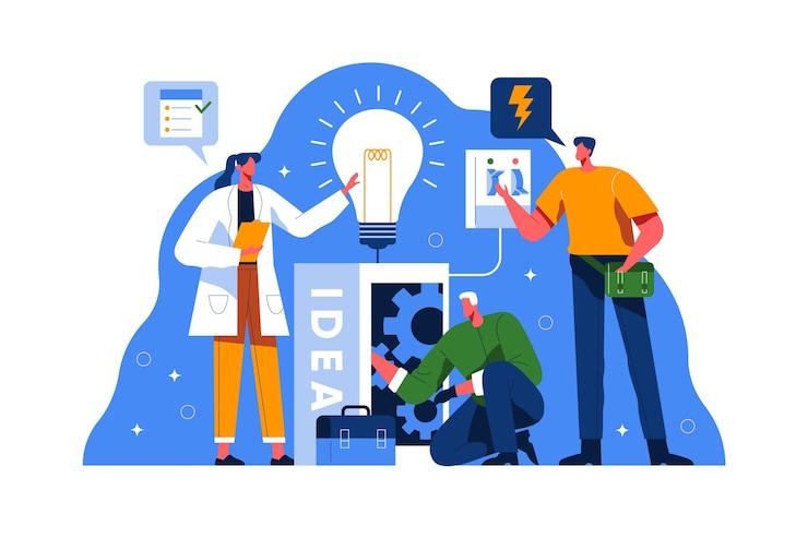 Free Vector illustration of people working together