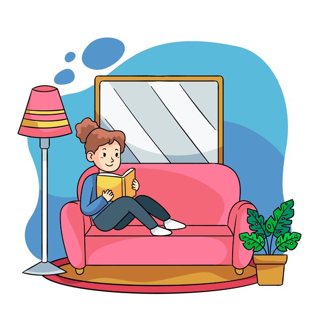 Illustration of a person relaxing at home