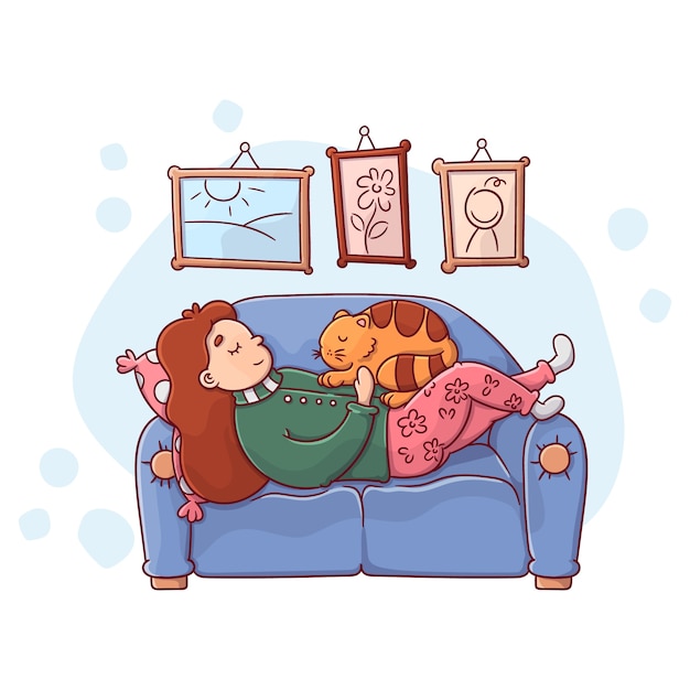 Illustration of a person relaxing at home