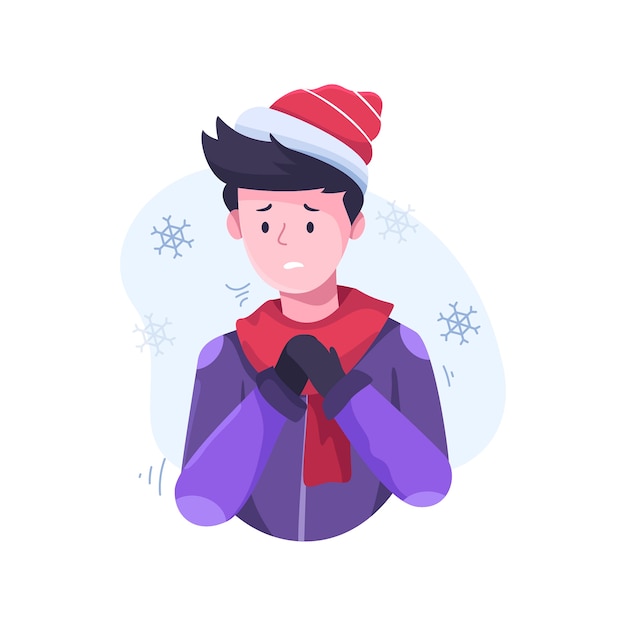 Free vector illustration of a person with a cold