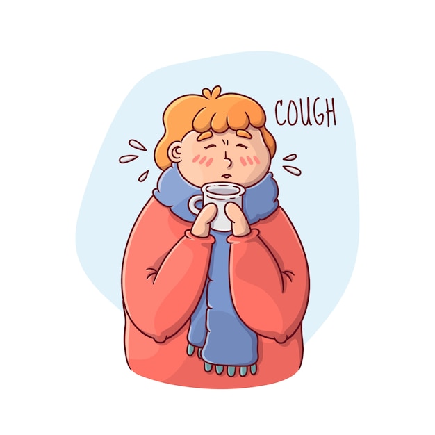 Free vector illustration of a person with a cold