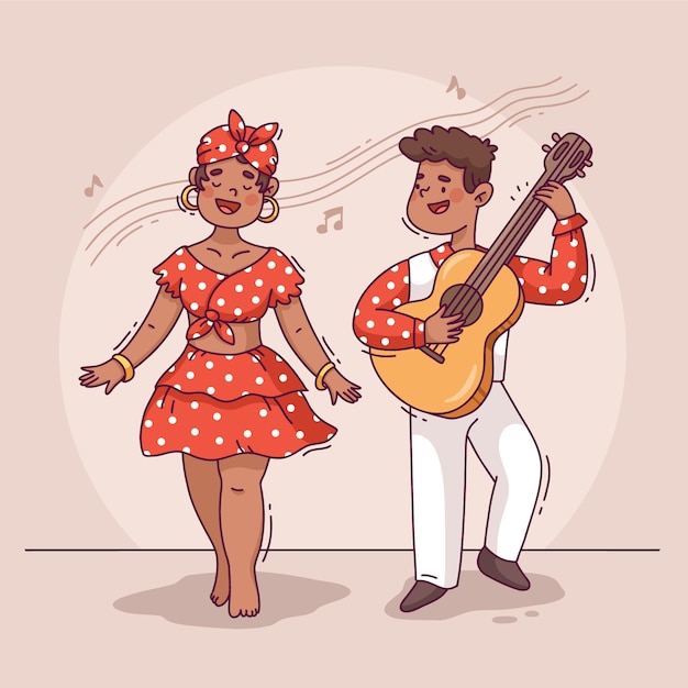 Vettore gratuito illustrazione per la celebrazione peruviana del dia de la cancion criolla
