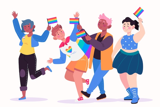 Free vector illustration pride day people theme