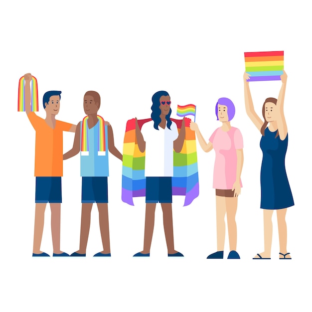 Free vector illustration pride day people