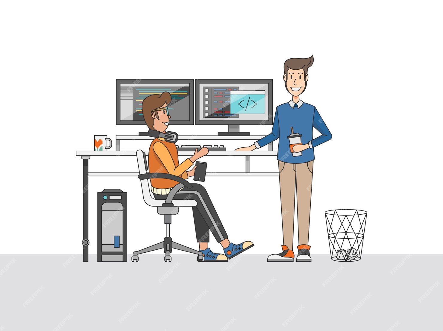 Free Vector | Illustration of programmers at a desk