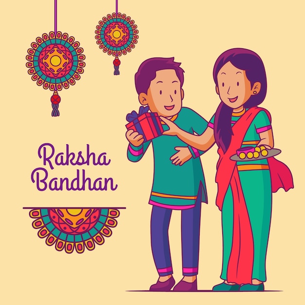 Free vector illustration for raksha bandhan festival celebration