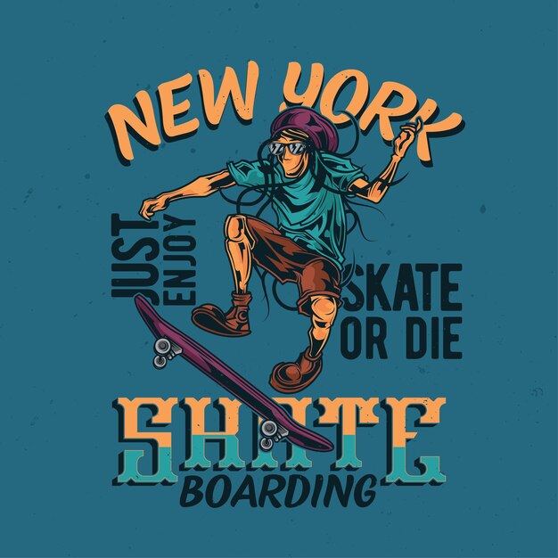 Иллюстрация человека регги на скейтборде