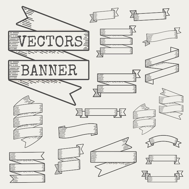 Illustration of ribbon banner set