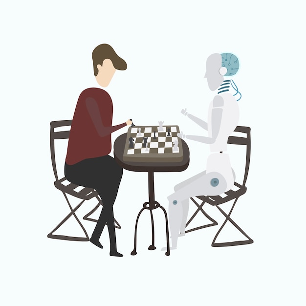 Two people plays chess online Royalty Free Vector Image