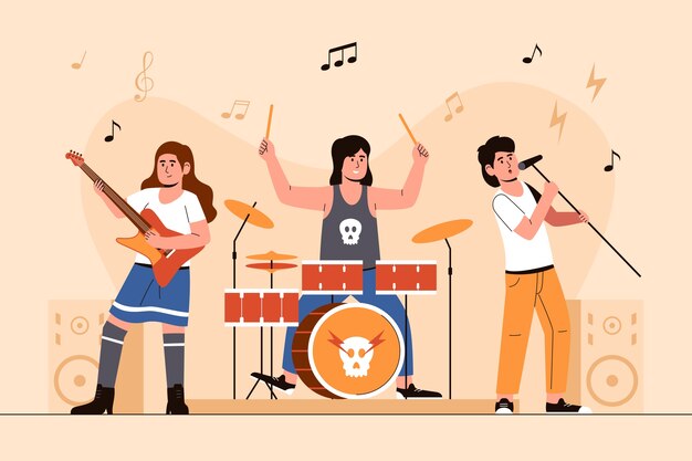 Illustration of rock band