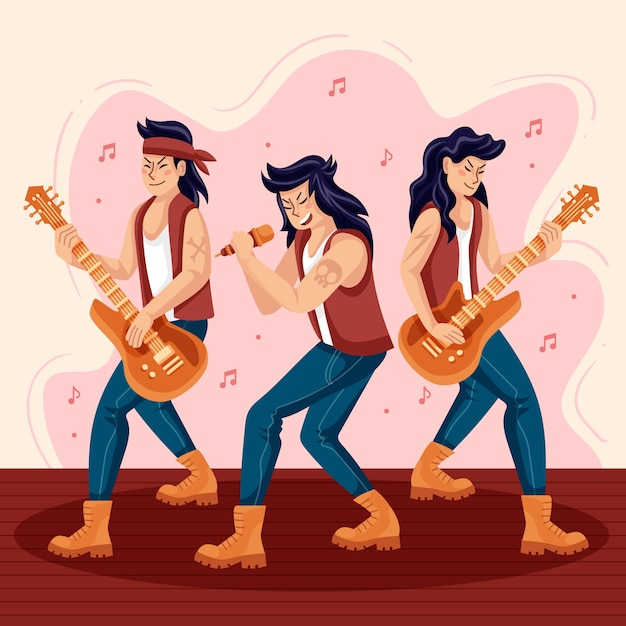 Vettore gratuito illustrazione della rock band