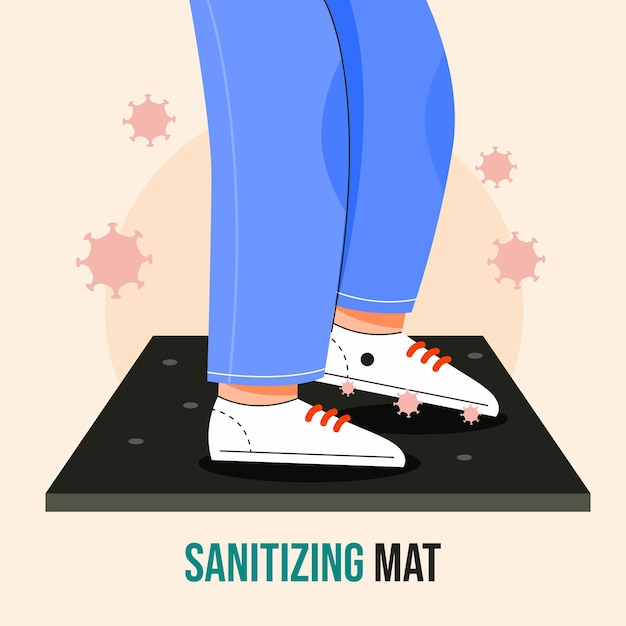 Free vector illustration of sanitizing mat concept