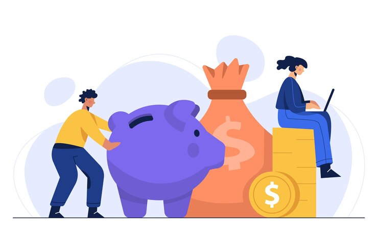 Free Vector illustration of saving money in the household sector for investment, spending and daily life
