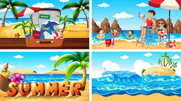 illustration scenes with summer on the beach