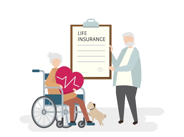 Free vector illustration of seniors with life insurance