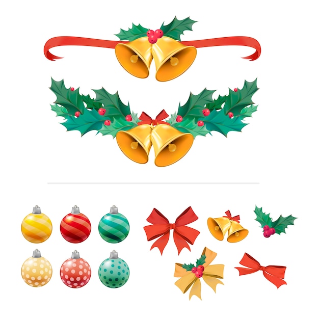 Free vector illustration set of christmas decoration items