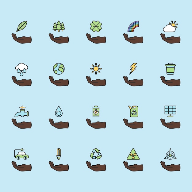 Illustration set of environmental vector