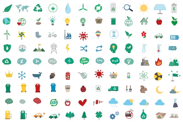 Иллюстрация набор экологических значков